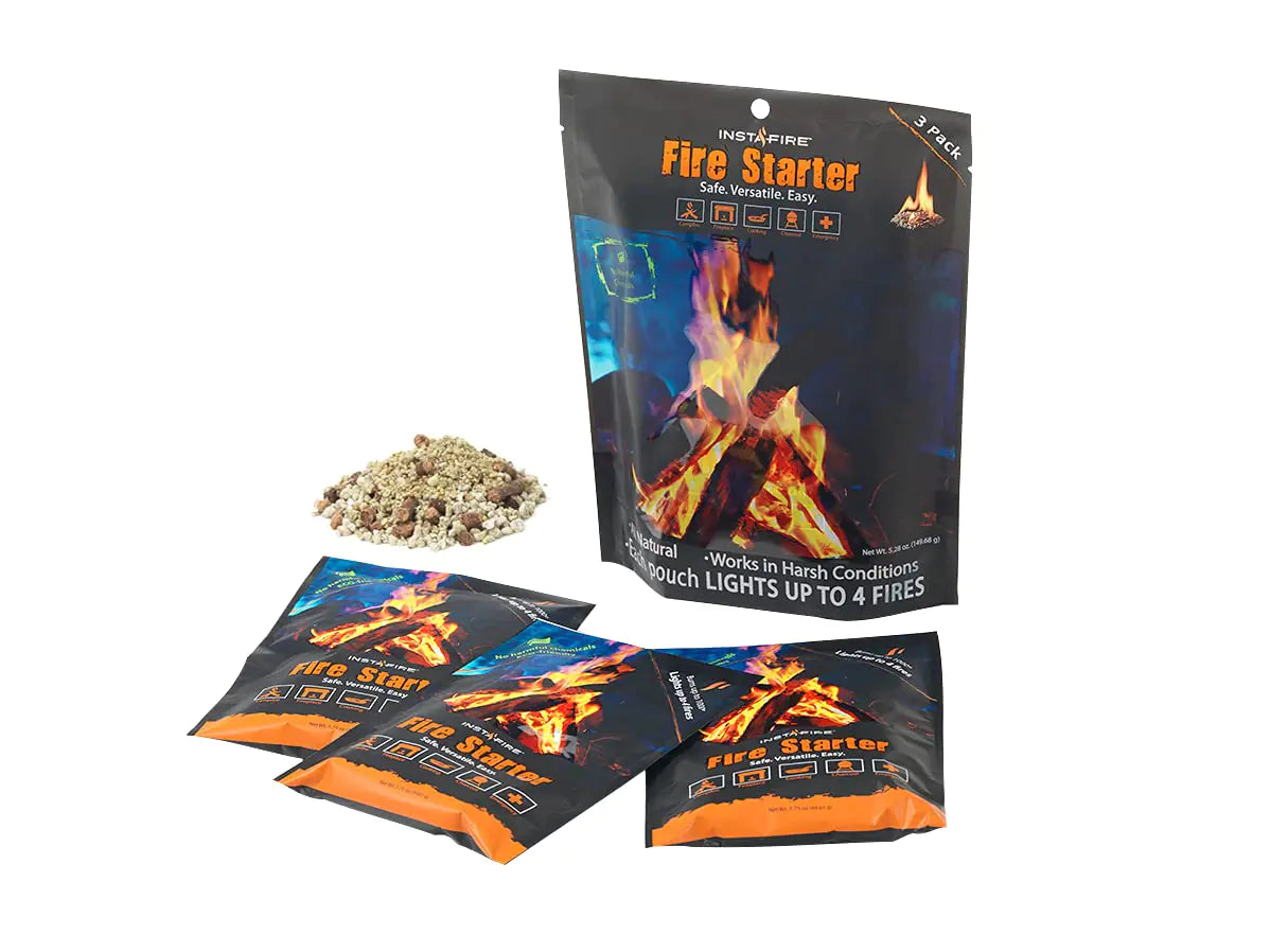 (3 Packs) Insta-Fire Fire Starter Perfect for Camping Emergencies Hiking Fishing Boating Fire Pits Grilling Survival Preppers Food Storage Boiling Water (as Seen on Shark Tank!)