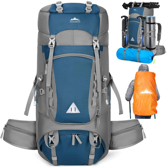 IGOLUMON 60L Waterproof Hiking & Camping Backpack with Rain Cover