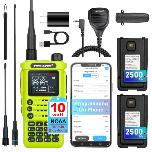 (2 Gen) TIDRADIO TD-H8 Ham Radio 10W High Power Dual Band Two Way RadioAPP Programmable Long Range Walkie Talkies Full Kits with 2500mAh Large Battery (2pcs)USB-C Charger & Speaker Mic，Green